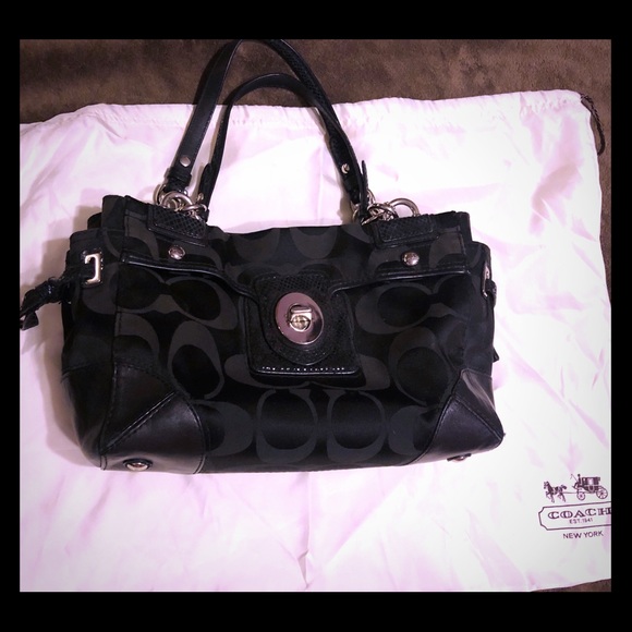 Coach Handbags - Authentic black Signature Coach handbag 👜